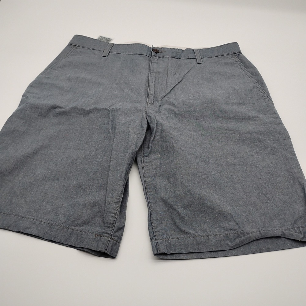 Dockers Mens Blue Chambray Casual Shorts Size 33 Cotton Blend Flat Front 9.5in